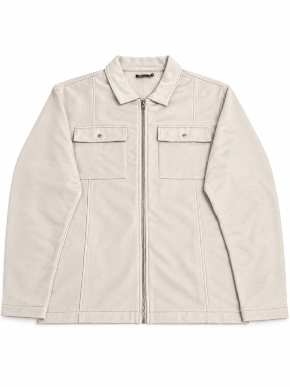 ASOS Design Men's 2XL Cream Zip Front Shacket Jacket Cotton Utility